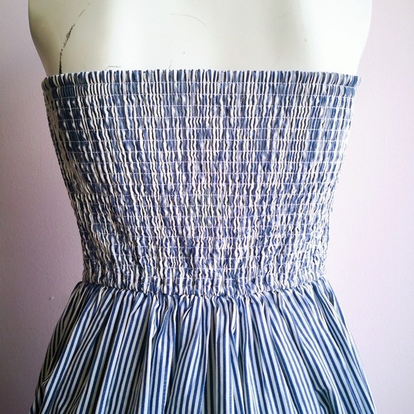 HOLLISTER Blue/White Striped Strapless Mini Dress - Picture 3 of 4